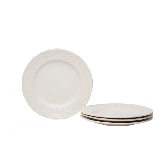 Weave stoneware service for four salad plates featuring elegant dishware design