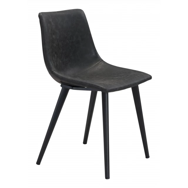 Upholstered faux leather dining side chairs with wood and metal frame