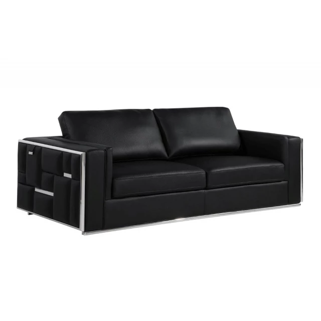 Black silver Italian leather sofa offering comfort and modern style in furniture design