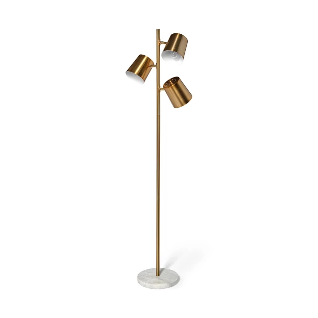 marble base gold floor lamp with metal pole and artistic design