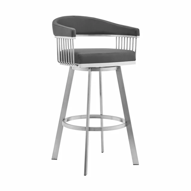 Swivel backless counter height bar chair in metal with outdoor and kitchen appliance accessory features