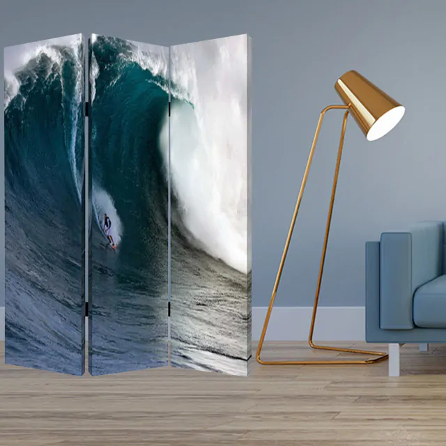 48 X 72 Multi Color Wood Canvas Wave Screen 48 X 72 Multi Color Wood Canvas Wave Screen
