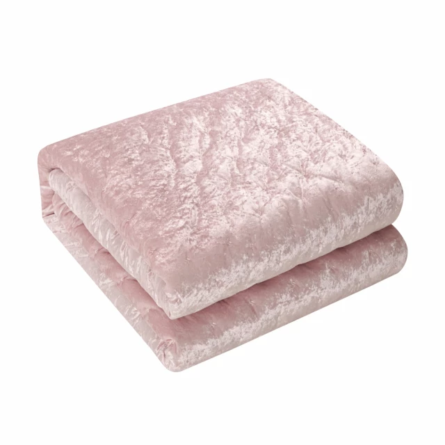 Polyester thread count washable down comforter with natural materials and magenta accents
