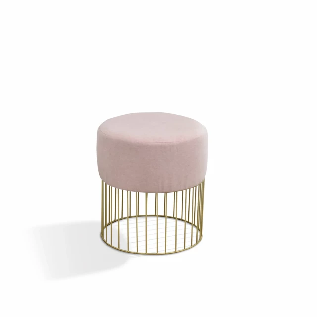 Marble faux leather gold cylindrical stool with wood and metal accents in fashion accessory style