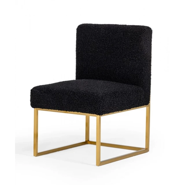 Black gold solid Parsons chair with comfortable armrests and wood composite material