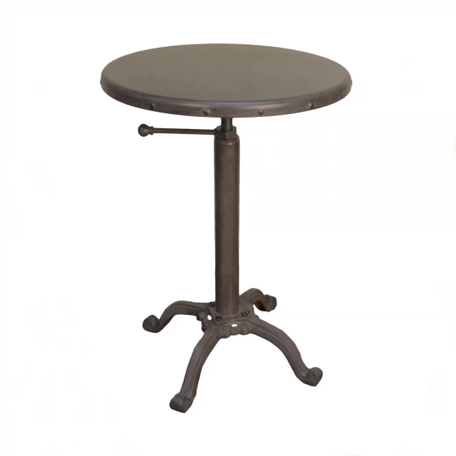 Industrial iron round end table furniture in a modern style setting