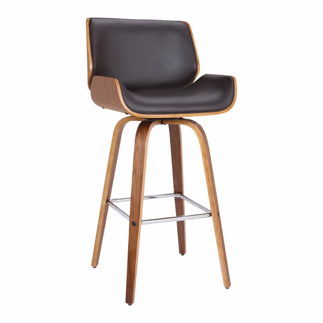 Low back bar height chair with armrests in wood and metal