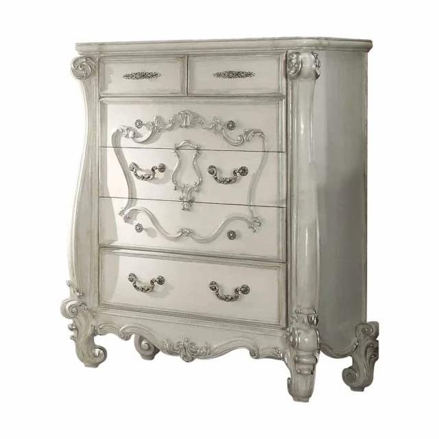 Bone white wood chest with elegant design details