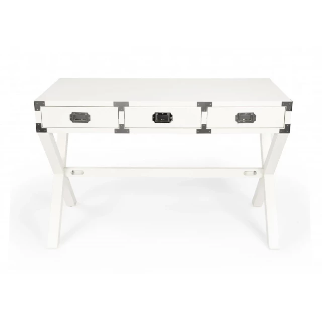 white rubberwood wood writing desk with drawers