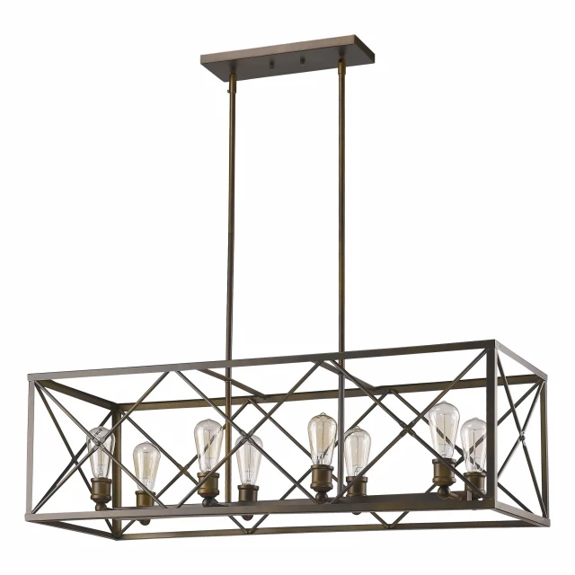 bronze island pendant metal framework shade with triangle and rectangle design