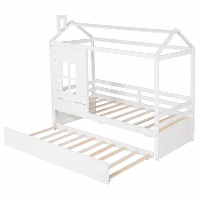 White twin bed with trundle for kids bedroom furniture