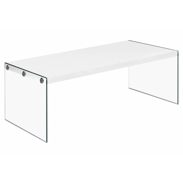 White clear glass coffee table with rectangle shape for modern outdoor furniture design