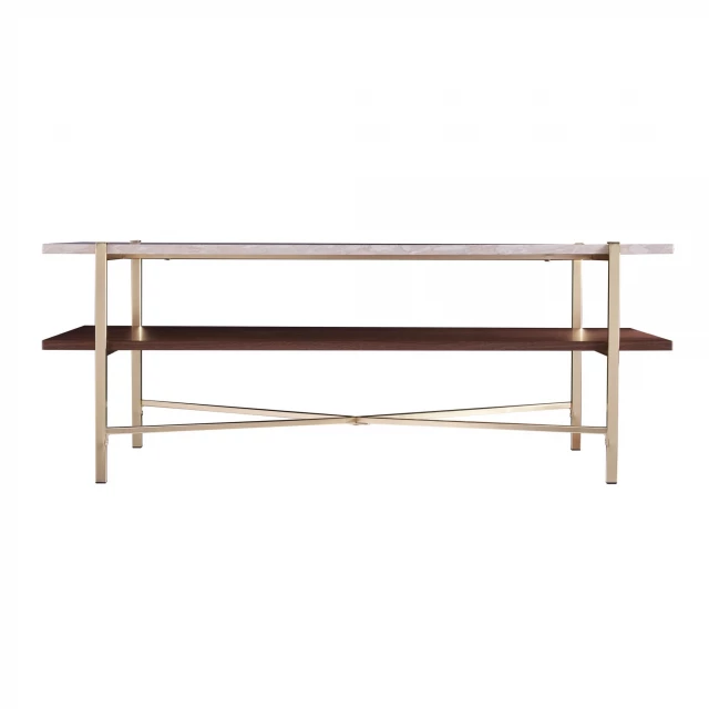 Manufactured wood metal rectangular coffee table with plank hardwood design suitable for outdoor use