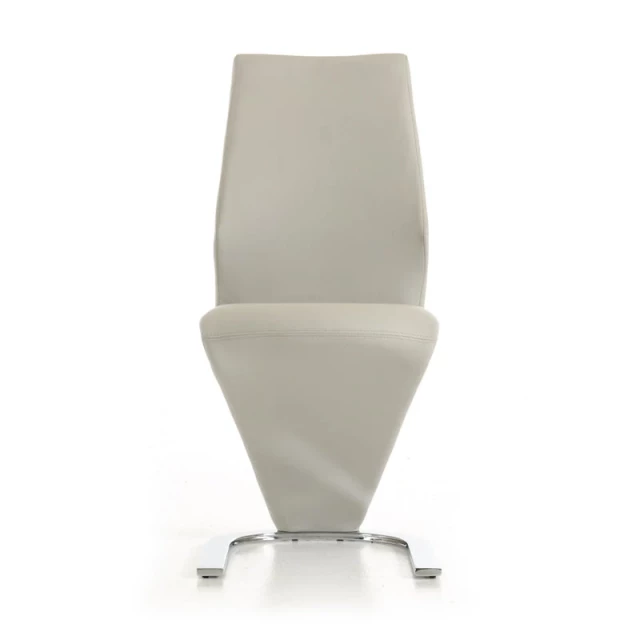 White faux leather modern dining chairs with wood flooring and composite material