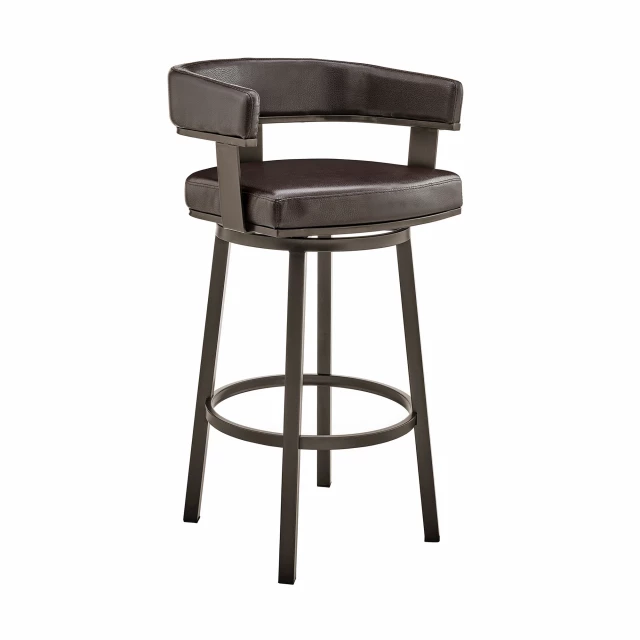 Low back bar height bar chair with armrests in wood and metal design