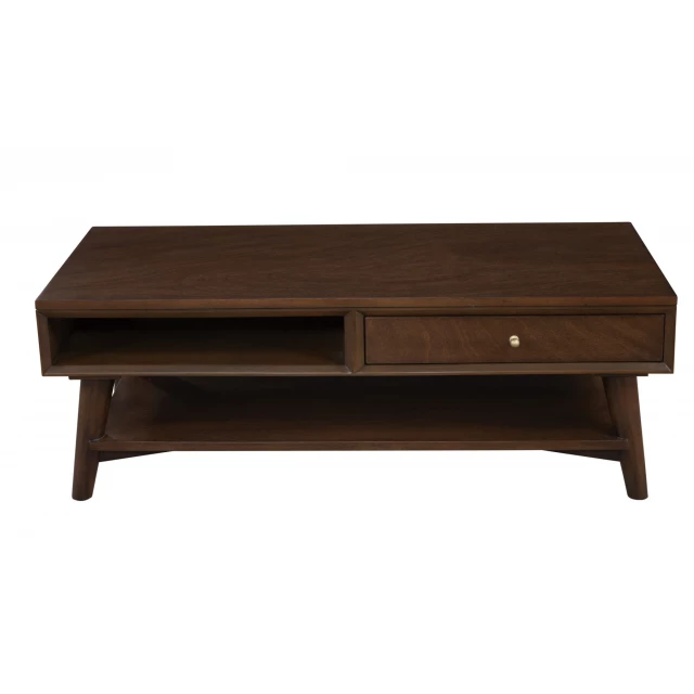 Solid manufactured wood coffee table with drawer and varnish finish