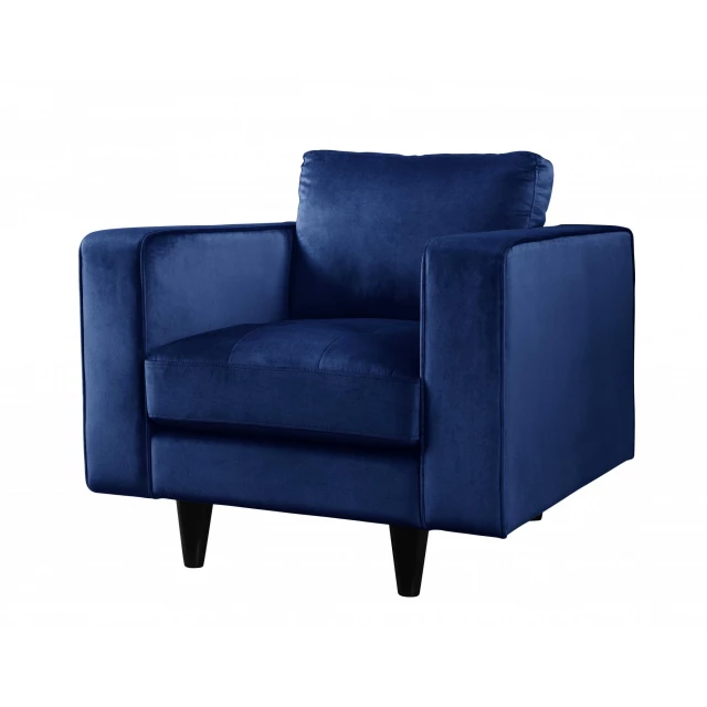 Navy velvet chair with armrests and comfortable rectangle design for home furniture