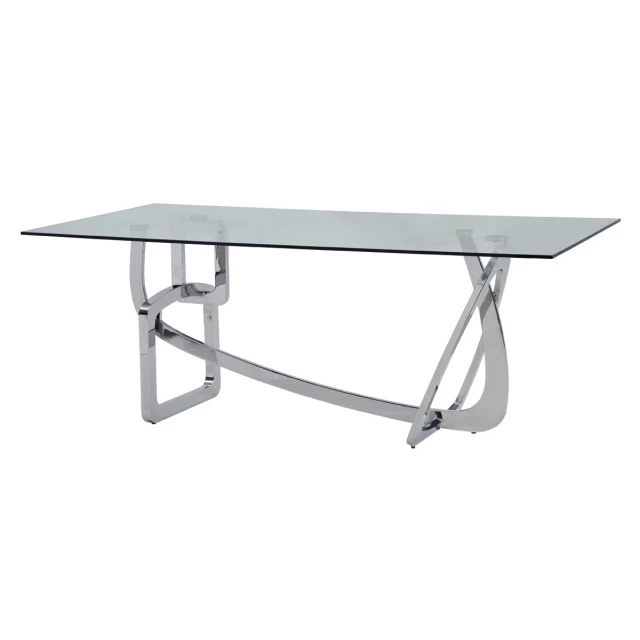 Silver glass stainless steel dining table with rectangle shape and outdoor furniture design