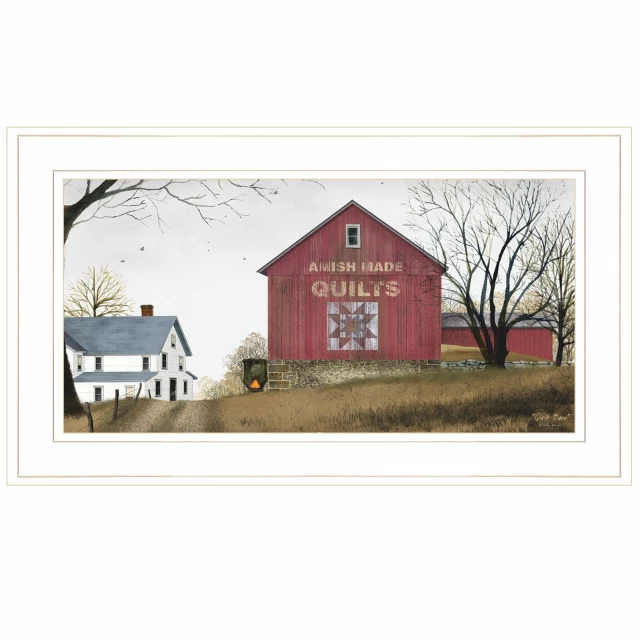 White framed barn print with plant and tree elements for wall art decoration