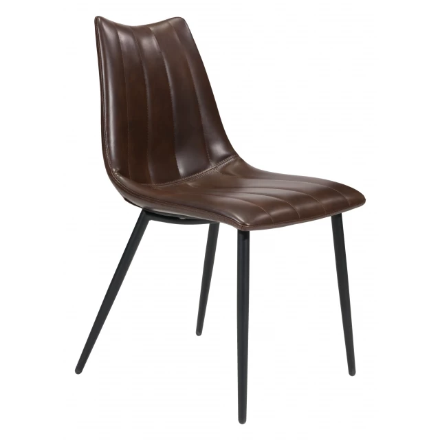 Faux leather solid back dining chairs with wood and composite material