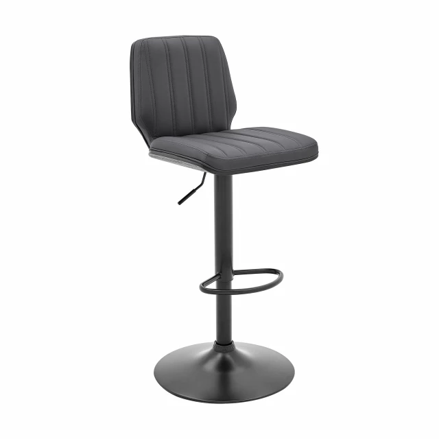 Iron swivel adjustable height bar chair with armrest and wood composite material