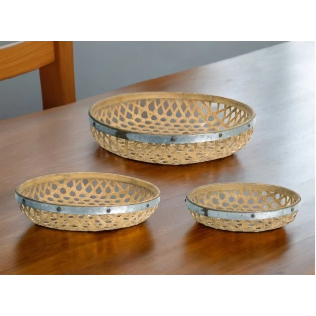 brown round solid wood serving tray for tableware and dishware