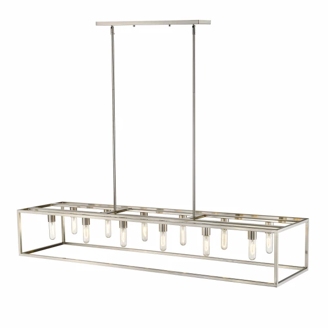 cobar light satin nickel island pendant with glass and metal rectangular design