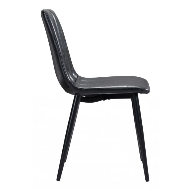 faux leather channel scoop dining chairs with metal and composite materials