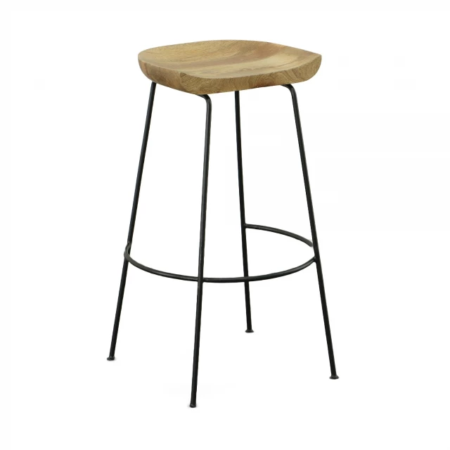 Steel backless bar height chairs with wood accents