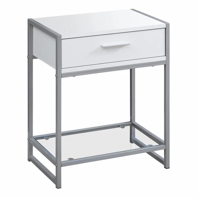 White end table with drawer and shelf for modern home decor