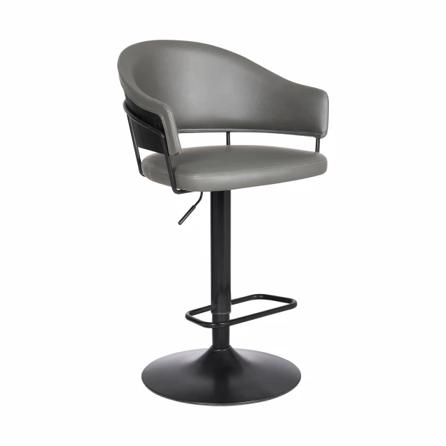 Iron swivel adjustable height bar chair with metal and composite materials offering comfort and style
