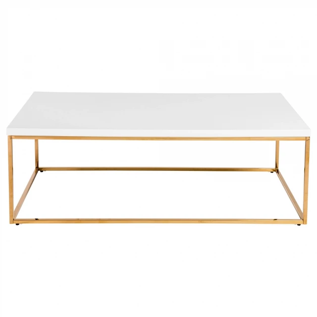 White gold high gloss coffee table with hardwood finish in modern design