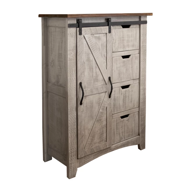 Gray solid wood four drawer chest for bedroom storage