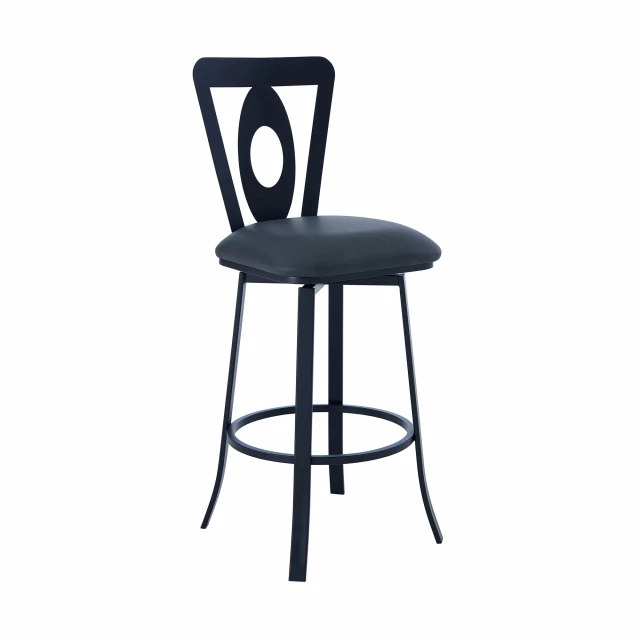 Iron swivel bar height chair with wood art design