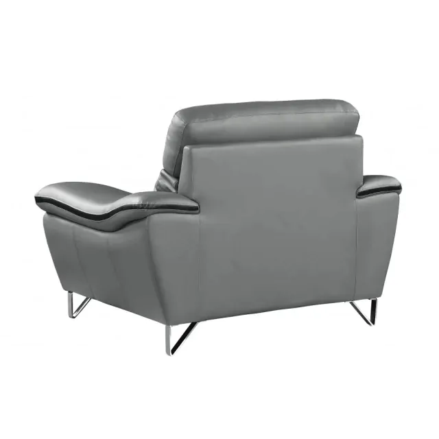 Leather Match Solid Color Pillow Top Arms Club Chair Silver Legs