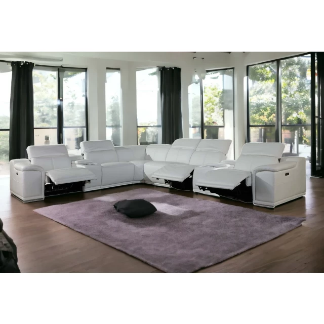 U shaped eight corner sectional console in a cozy living room with plant and interior design elements