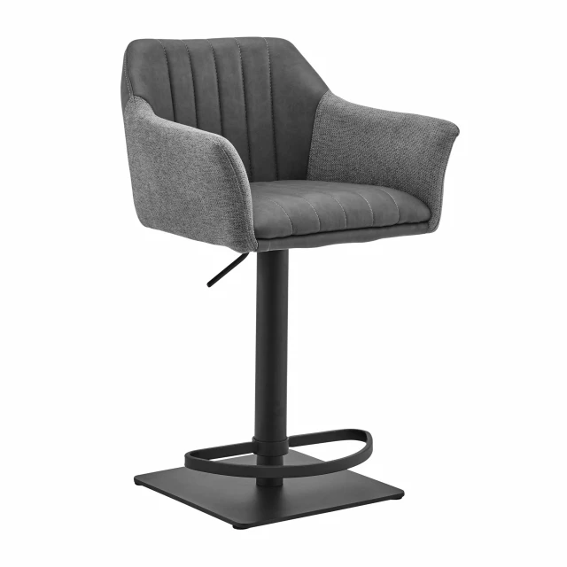Low back adjustable height bar chair with armrest and metal base