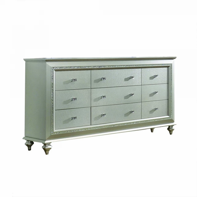 Champagne wood dresser with elegant design for bedroom furniture