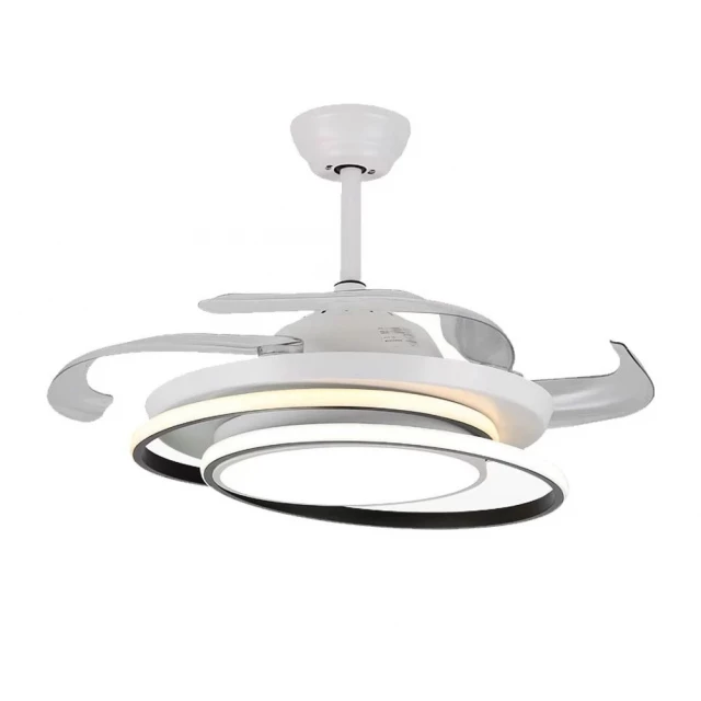 asymmetric white ceiling lamp fan with metal fixture