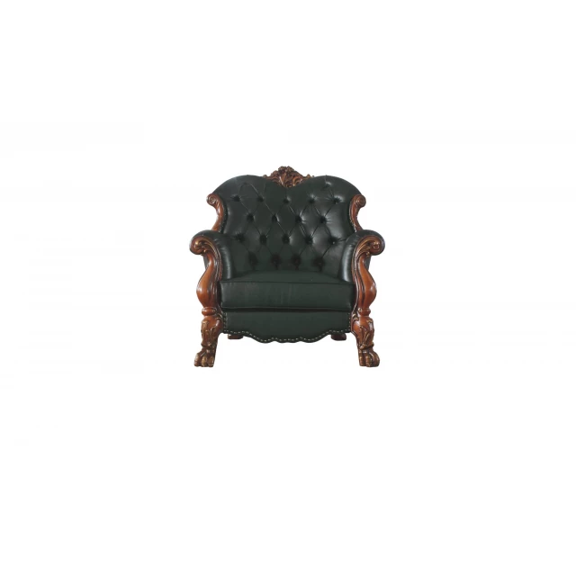 Cherry oak faux leather armchair with brown wood pattern