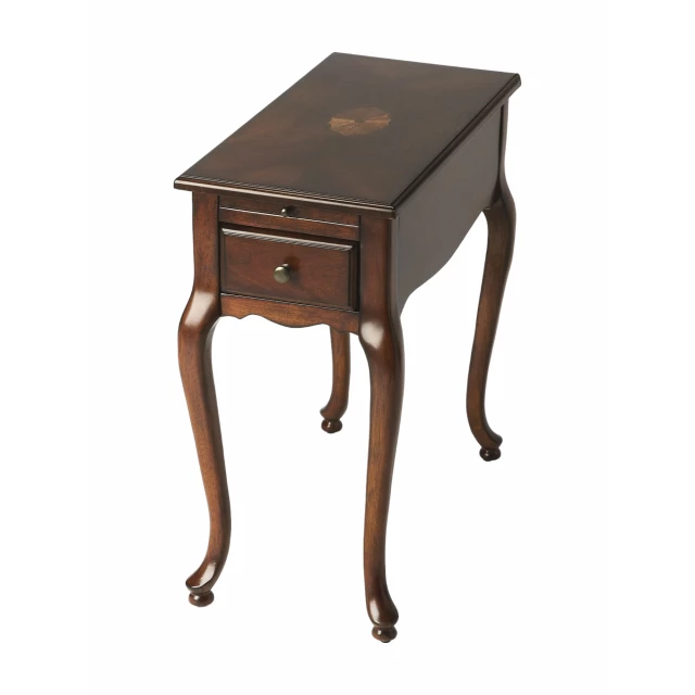 Manufactured wood rectangular end table with drawer and wood stain finish