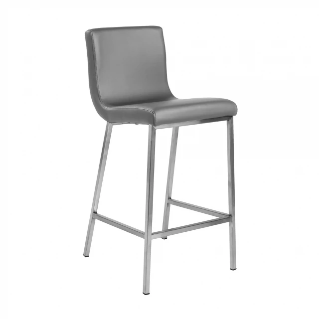 Low back counter height bar chairs with armrests in wood and composite material