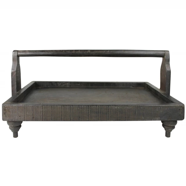 reclaimed wooden serving tray on a table made of hardwood and planks