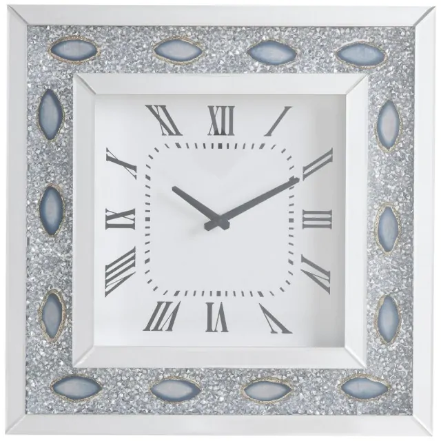 Mirrored Faux Crystal And Agate Wall Clock Mirrored Faux Crystal And Agate Wall Clock
