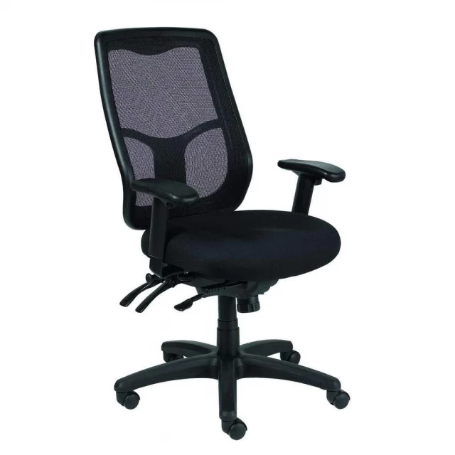 adjustable swivel mesh rolling office chair with armrest and electric blue design for comfort