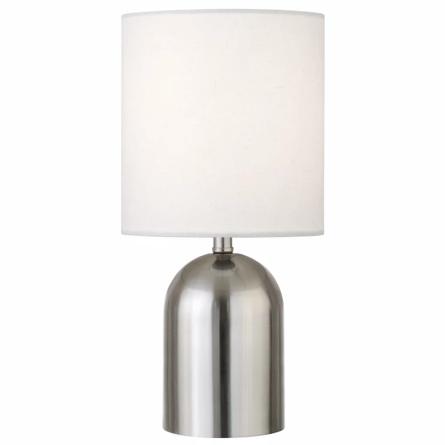cylinder table lamp with white drum shade and metal base