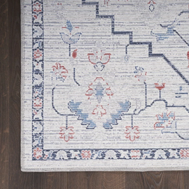 oriental power loom washable runner rug with artistic pattern and textile design