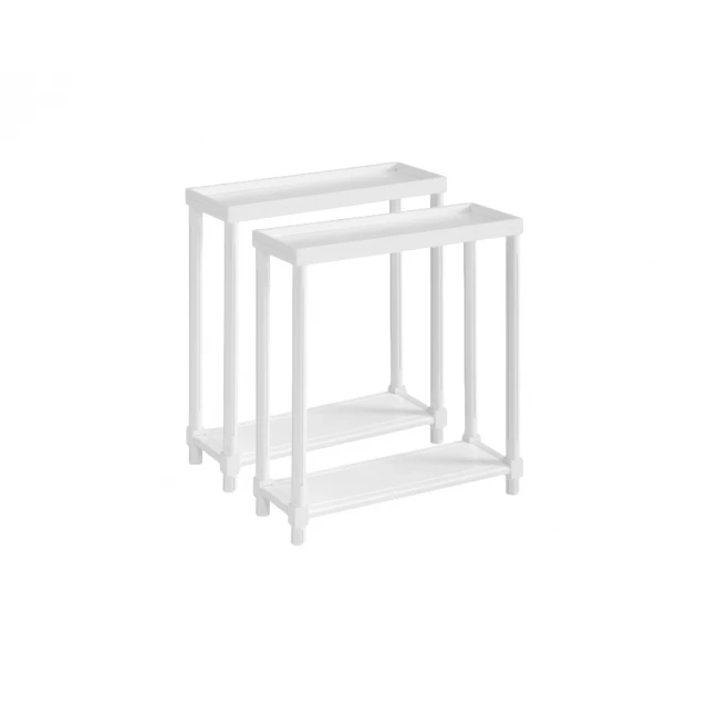 White wood rectangular end table with shelf for living room storage