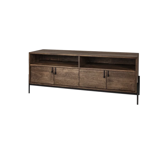 brown solid wood legs console table with rectangular hardwood plank top