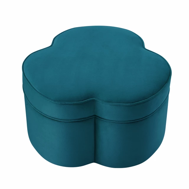 Teal blue velvet specialty cocktail ottoman with comfortable rectangular design and plush upholstery